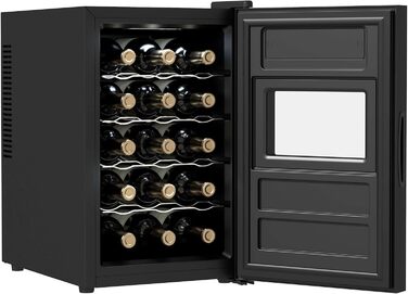 Cecotec Bolero GrandSommelier 830 CoolWood Wine Refrigerator, Thermoelectric, Quiet and High Performance, Adjustable Temperature: 8-18ºC, Touch Control Panel, Displays, Eco-friendly. (15 Bottles, Black)