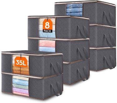 Органайзер для зберігання постільної білизни Lifewit, коробка для зберігання під ліжком, сірий (8 шт., 35л)