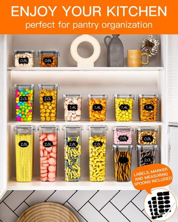 Набір контейнерів для зберігання продуктів Vorratsdosen 16 шт. з кришкою, набір для кухні, герметичні контейнери для спагеті, борошна, мюслі