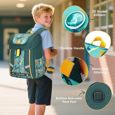 Шкільний рюкзак для хлопчика, 1-4 клас, ергономічний, з нагрудним ременем, 2025, для дітей 6-10 років, знімний поясний ремінь, світловідбиваючі елементи (зелений)