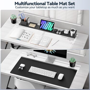 Килимок на стіл KDD 6-в-1 XXL для роботи та ігор, з органайзером, 80x35.5 см, чорний