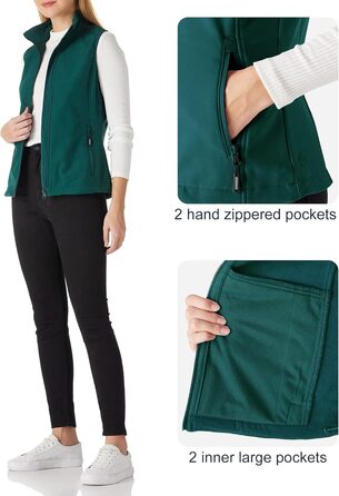 Жіноча софтшеллова жилетка Outdoor Ventures - тепла, вітронепроникна жилетка з флісу для спорту, гольфу та активного відпочинку (темно-зелений)