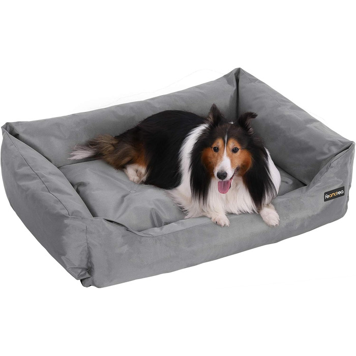 Feandrea Luxus Dog Bed, XL, Dog Cushion, made of Oxford fabric, with a non-slip bottom, 100 x 70 cm PGW28H (L 100 x W 70 x H 28 cm, Grey)