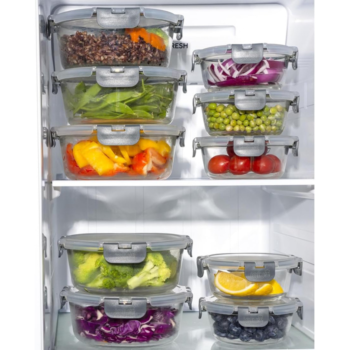 Набір контейнерів для їжі Igluu Meal Prep з боросилікатного скла (10 шт.) – мікрохвильовка, духовка, морозильник, посудомийна машина, не протікають, 370 та 1050 мл