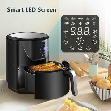 Фритюрниця LLIVEKIT з 2 камерами, 4.5L+4.5L, Airfryer 9-в-1, без олії, з сенсорним екраном, таймером