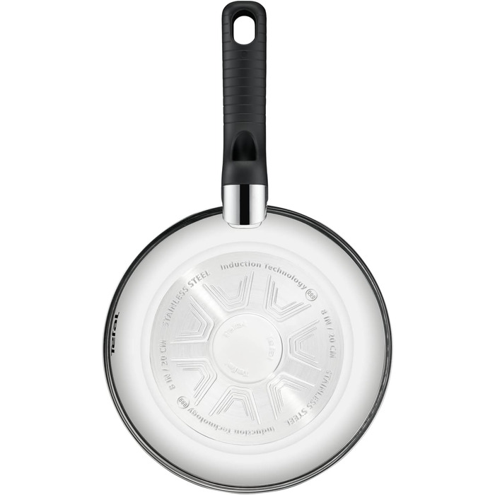 Сковорода Tefal Comfort Max 26 см з нержавіючої сталі з термоспотом та антипригарним покриттям, для індукційних плит, чорно-срібна