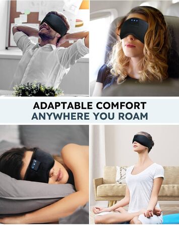 Маска для сну для тих, хто спить на боці, з Bluetooth-навушниками, 100% непроникна для світла, ультрам'яка, для подорожей, сну, йоги, медитації, чорна, 1 шт.