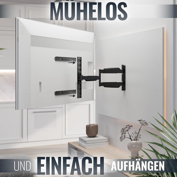 Настінний кріплення для телевізора RICOO S9544: поворотний, нахильний, універсальний, 40-65 дюймів, VESA 400x400, до 45 кг