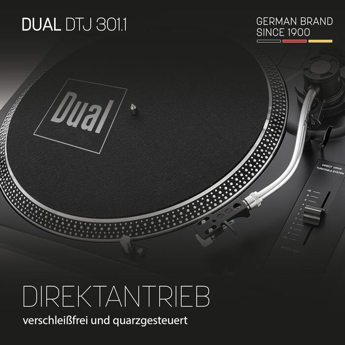 Програвач вінілу Dual DTJ 301.1 USB чорний з прямим приводом, Pitch-Control та USB-підключенням