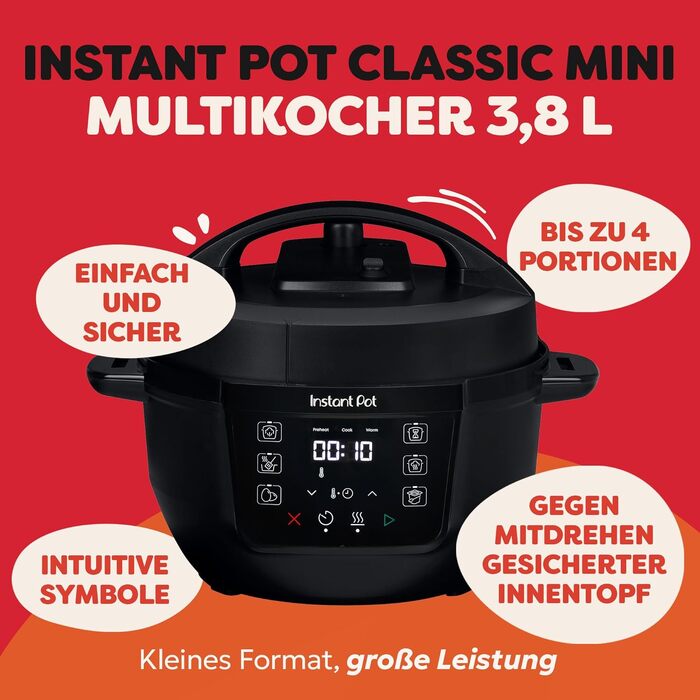 Мультиварка Instant Pot 3.8L 7-в-1 Smart Cooker - мультикухня, рисоварка, сковорода, йогуртниця, пароварка, підігрівач їжі, чорний