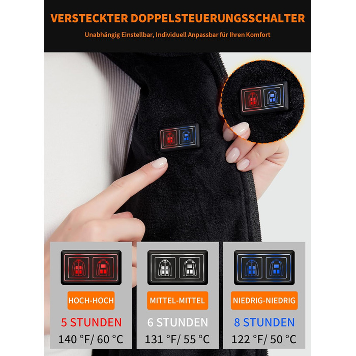 Обогревна куртка для жінок з Powerbank 18400 mAh, 10 зон обігріву, флісова куртка Feece, тепла куртка з акумулятором, зимовий одяг з обігрівом (L)