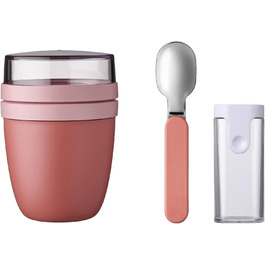 Mepal Lunchpot Set with Folding Spoon, Ellipse – Vivid Mauve – practical muesli cup and container for transporting food