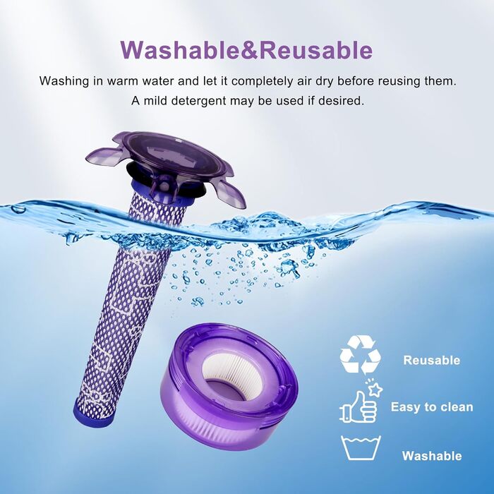 Фільтри для пилососа Dyson V7, V8, V8+ Wolfish (6 шт.) - 3 HEPA + 3 попередні, замінник 965661-01 & 967478-01