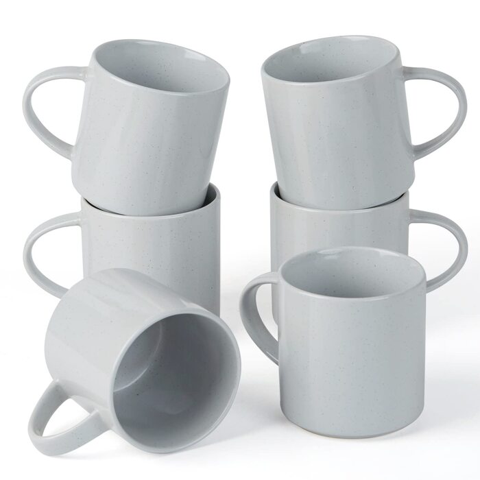 Набір посуду Nebula для 6 осіб: 18-частинний набір тарілок та набор салатників, розписний посуд з каменю, сервіз, придатний для мікрохвильової печі та посудомийної машини, колір кориця (світло-сірий), чашки (355мл, 6 шт.)