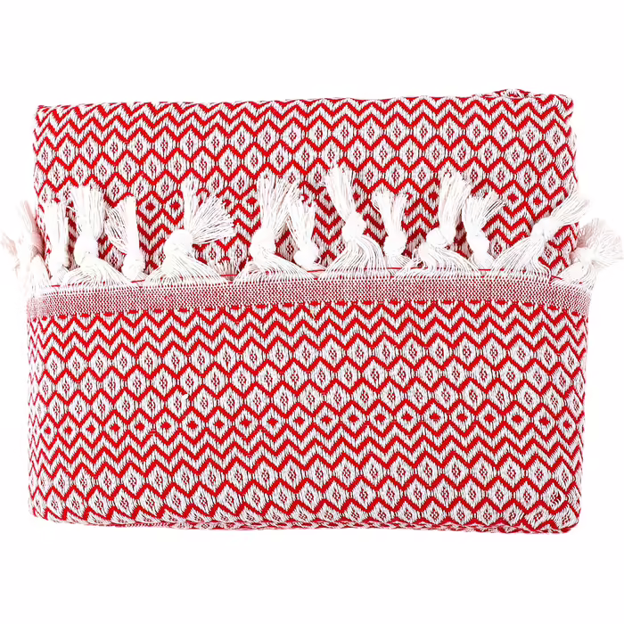 Tuiste Throw Blanket, Cotton, Sofa Throw, Couch Throw, Cozy TV Blanket, Couch Blanket, Armchair Blanket, Reversible Blanket, Bedspread, Couch Cover, Summer Blanket, Picnic Blanket (250x265 cm, Red)