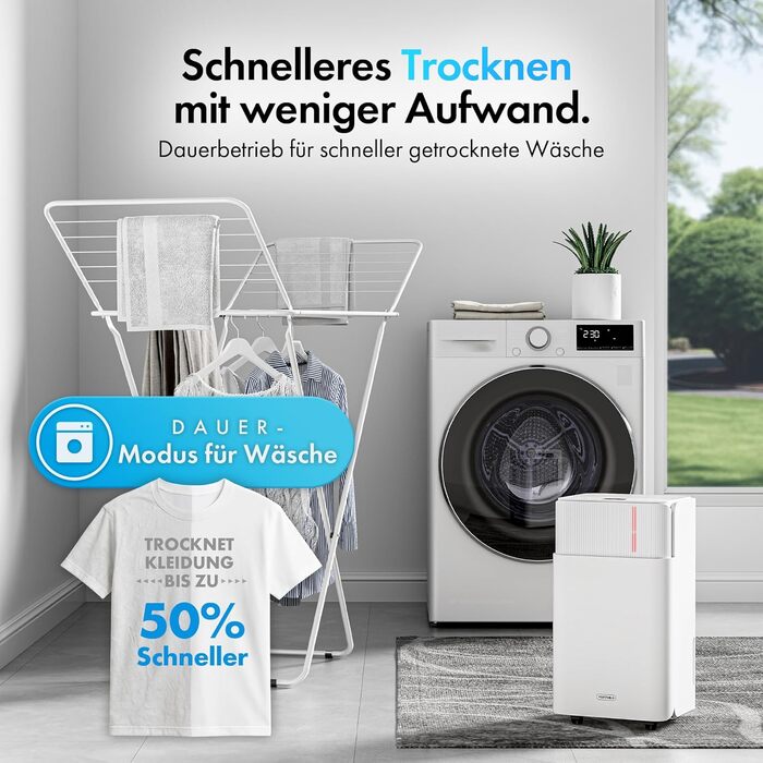 Електричний осушувач повітря VonHaus 20л/24г з Wi-Fi та додатком, для підвалу та приміщень до 20м², 41дБ, з режимом сну, таймером та зливом, сумісний з Alexa & Google Home