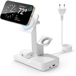 Зарядний пристрій ESR 65W GaN 5-в-1 з підтримкою MagSafe, білий. Сумісний з iPhone 17/16/15/14/13/12, Apple Watch, AirPods та USB A/C пристроями