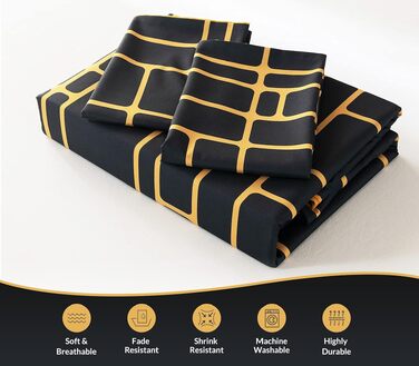 Комплект постільної білизни Pamposh з підковдри на блимавці, преміум мікрофібра, антрацит (чорний з золотом), гіпоалергенний, 200x200 см + 2 подушки 50x80 см