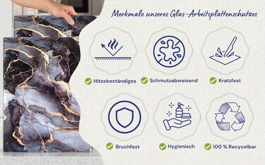 Скляна дошка для нарізання 40x30 см - гігієнічна, стійка до нагрівання та подряпин - чорна мармурова імітація, для кухні