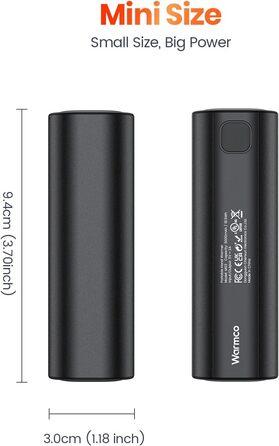 Електричний грієчка для рук Warmco 2 шт., 10000mAh, USB Powerbank, 3 рівні нагріву, для чоловіків та жінок, Outdoor, Гольф, кемпінг, чорний