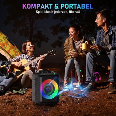 Караоке машина з 2 мікрофонами, портативна Bluetooth караоке система з LED підсвічуванням, Па-система, ідеальна для домашніх вечірок та як подарунок для дорослих та дітей, чорна D13T