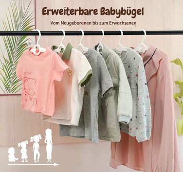 24 дитячі вішалки для одягу: економія місця, регульовані, 27.5-37 см, з гачками для штабелювання, неслизькі, для малюків та школярів, білі (24 шт.)