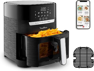 Фритюрниця та гриль Moulinex Easy Fry & Grill Vision 4.2L з вікном, чорний, EZ5068