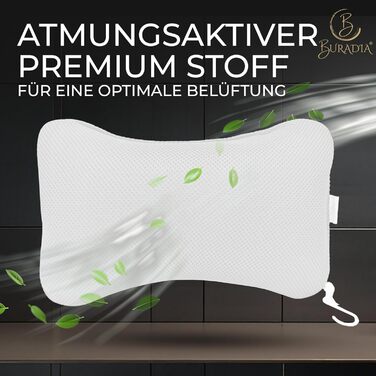 Подушка для ванни з сіткою для прання - Максимальний комфорт та розслаблення з технологією Air Mesh. Подушка для ванни з 4 міцними присосками. Підтримка шиї та голови (Біла)