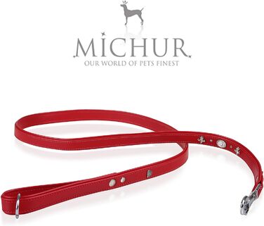 Julieta Leine, leather dog leash, leather lead for dogs, MATCHES Julieta collar, Red, leather, with lilies, rhinestones, and a large crystal