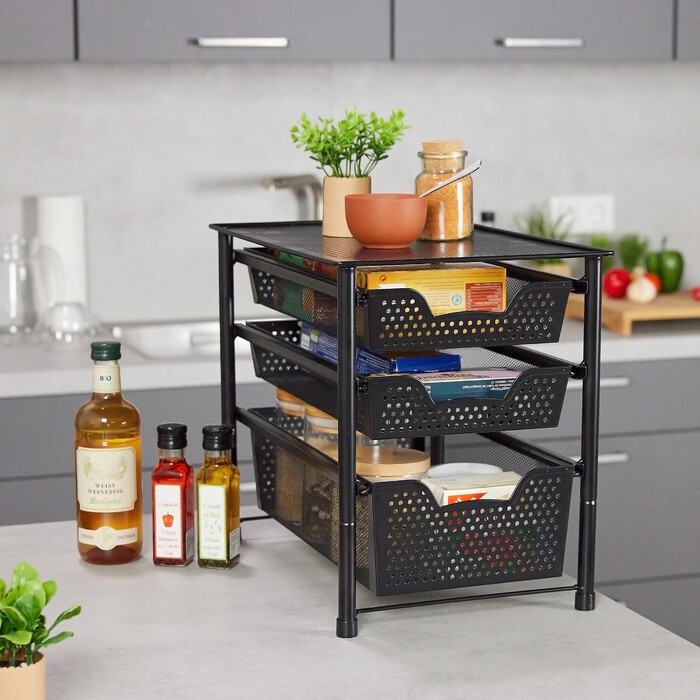Relaxdays Drawer Unit with 3 Basket Pull-Outs