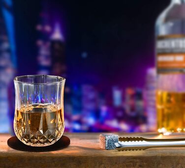 Набір для віскі GOLDGE: 14 каменів для охолодження, кліп для льоду, підставки, оксамитовий мішечок