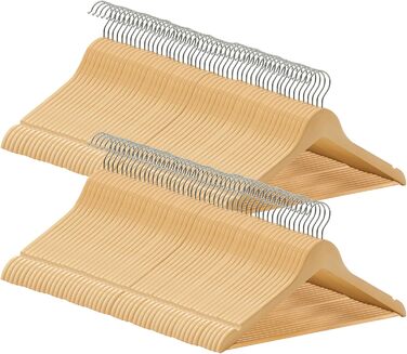 Дерев'яні вішалки для одягу AWY03H (100 шт.) - міцні, з неслизьким вигином для штанів та поворотним гачком