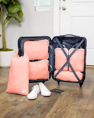 Набір кубиків для пакування TRIPPED: Органайзери для подорожей, 6 шт. (білий, зелений, рожевий)