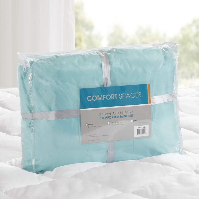 Комплект постільної білизни Comfort Spaces Vixie: стеганий дизайн, чорно-сірий, для всіх сезонів, з наволочками (Twin/Twin XL, Aqua/Grey)