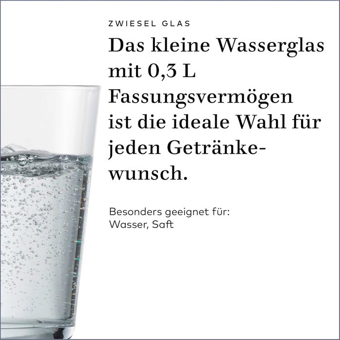 Zwiesel Glas Water Glass Together 0.3L (Set of 4), beautifully shaped drinking glasses, dishwasher-safe Tritan crystal glasses, Made in Germany (Art.-Nr. 122337)