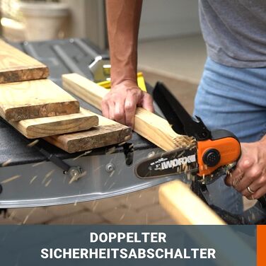 WORX WG324E Cordless One-Handed Pruning Saw 20V - 12cm Sword Length - Lightweight & Comfortable - PowerShare Compatible - with Battery and Charger