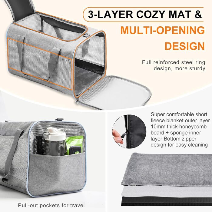 Сумка для собак Cinnani: переноска, сумка через плече для подорожей, міцна, з якісних матеріалів (темно-сіра)