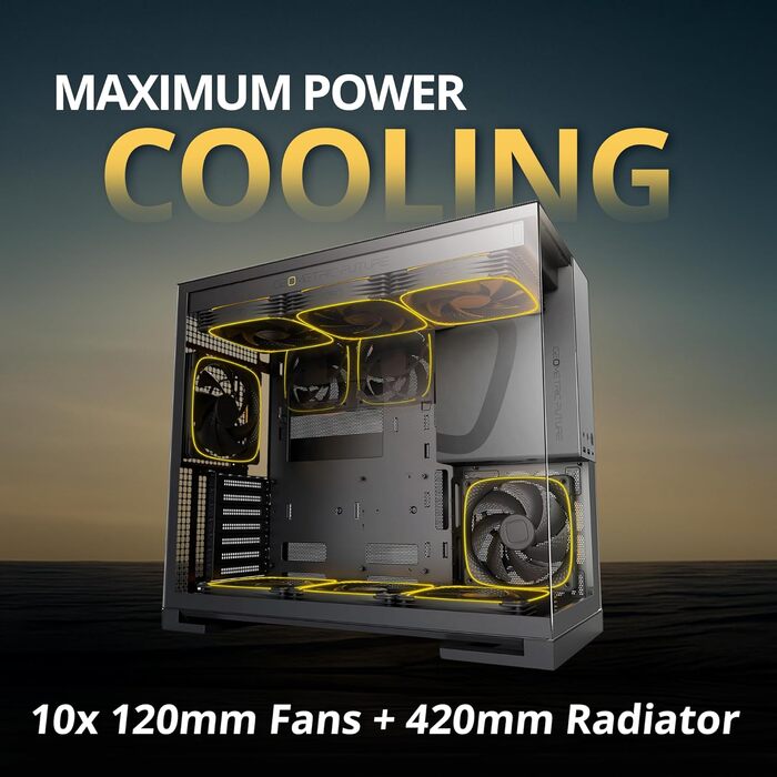 Корпус для ПК Geometric Future M5 з загартованим склом, Mid Tower, E-ATX/ATX, чорно-сірий, сталь 1.2mm, Type C, без інструментів, підтримка радіатора 420/360, подвійний відсік