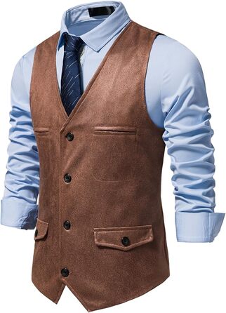 Чоловіча жилетка, формальна, без рукавів, V-подібний виріз, замша, бізнес-жилетка (L, хакі)