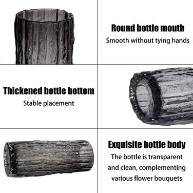 Скляна ваза QEEYON - сучасний циліндр, велика декор ваза, ручної роботи, прозора, 30x10 см, для дому, офісу, весілля, подарунок