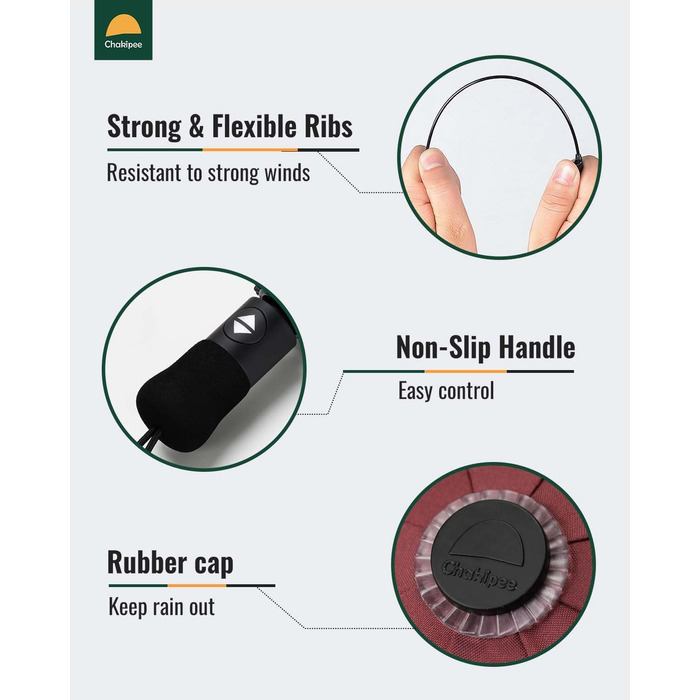 Чакіпі Парасолька велика, стійка до вітру, з відбиваючим покриттям для чоловіків та жінок – автоматичний парасолька-тростина, компактний, для подорожей, 210T покриття, промінь 106 см (Вишневий)