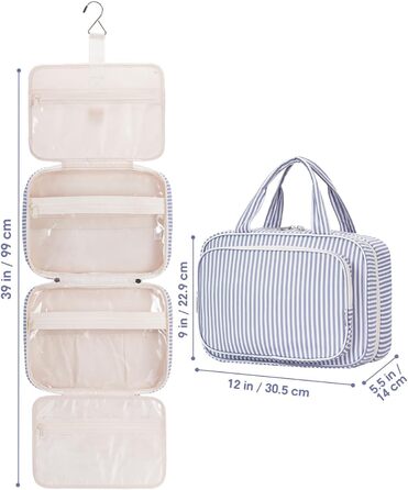 Набір для гігієни Narwey для дівчаток: велика косметичка/валіза для душу з сіткою, зелено-блакитна, L