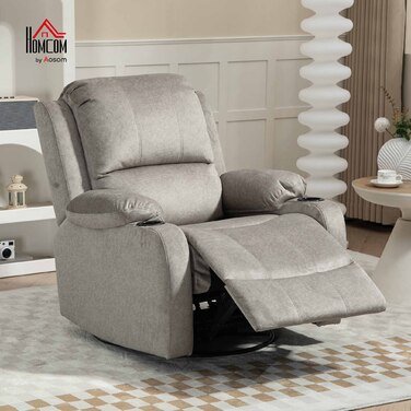 HOMCOM Electric Reclining TV Chair, 360° Swivel, Rocker Function, Pocket Spring, Footrest, Cup Holder, Brown
