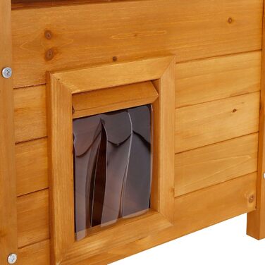 Кіт Будинок Lionto з терасою та сходами, вулиця, захист від негоди, 77x50x73 см, сірий/білий