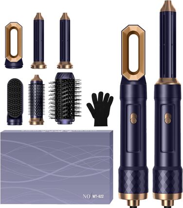 Набір для укладки волосся 5 в 1: фен, плойка, щітка, термощітка, стайлер (блакитний)