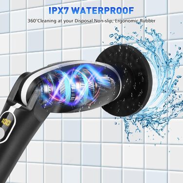 Електрична щітка для прибирання з 8 насадок, включаючи щітку для унітазу. 2 швидкості, регульована ручка для ванної, кухні, авто