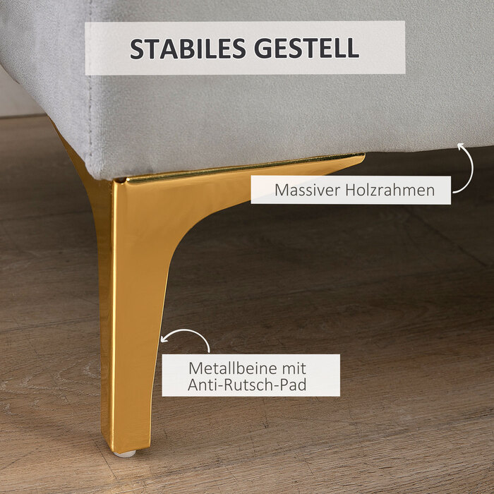 HOMCOM Bench Bed Bench Shoe Bench with Raised Legs in Light Grey 118x45x42cm for Bedroom and Hallway