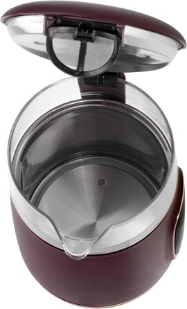 Електричний чайник Adler з регулюванням температури 2200W – 1,7L з LED-дисплеєм та сенсорною панеллю, 5 програм, функція підтримки тепла, фільтр, Бургунді, Золотий