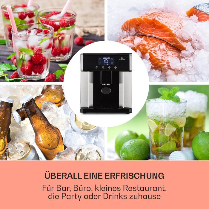 Машина для приготування льоду Klarstein Eiswürfelmaschine Klein, 3L, срібляста, 10-15 кг/24г