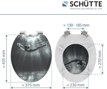 Сідіння для унітаза SCHÜTTE з мікроліфтом (м'яке закриття), дерево MDF, підйомна кришка, витримує до 175 кг (з малюнком)